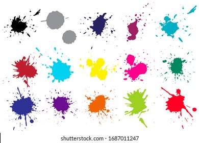 Color ink splashes. Grunge splatters. Abstract background. Grunge text banners