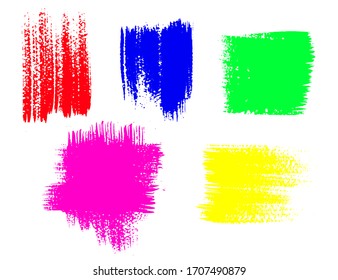 Color ink splashes. Grunge splatters. Abstract background. Grunge text banners. Vector brush stroke. Distressed texture. Grunge design elements, brushes.