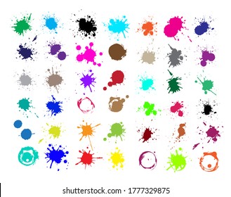 Color ink splashes. Grunge splatters. Abstract background. Grunge text banners