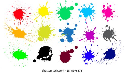 Color ink splashes. Grunge splatters. Abstract background. Grunge text banners