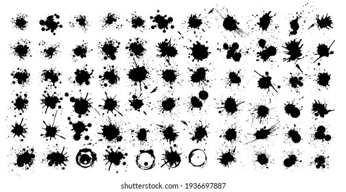 Color ink splashes. Grunge splatters. Abstract background. Grunge text banners