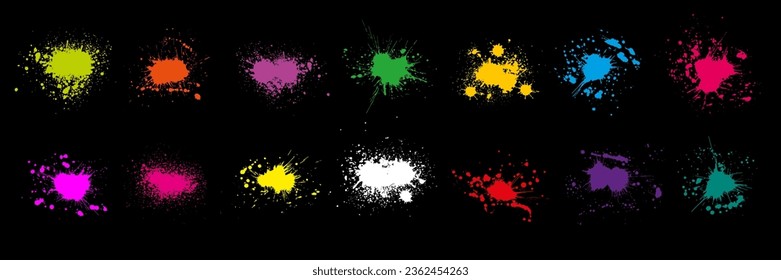 La tinta de color aparece sobre el fondo negro, hermosos elementos de diseño.  Ilustración del vector