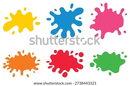 Color ink splashes. Paint splatter colorful set. Vector illustration.