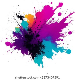 color Ink Splatter Vector Photo illustration,
purple blue yellow red