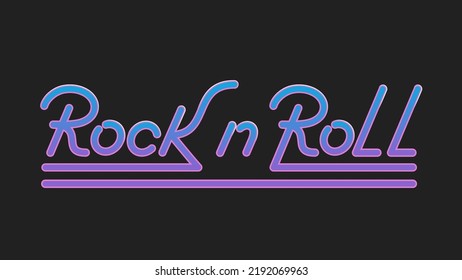 Color inscription Rock 'n' Roll with highlights isolated on a black background. Rock 'n' Roll logo.