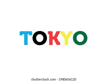 Color inscription "Tokyo" on a white background. Vector