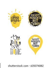 Color inspirational vector illustration set, motivational quotes typographic poster. Hand drawn phrases for t-shirts posters web mobile phone etc