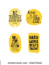 Color inspirational vector illustration set, motivational quotes typographic poster. Hand drawn phrases for t-shirts posters web mobile phone etc