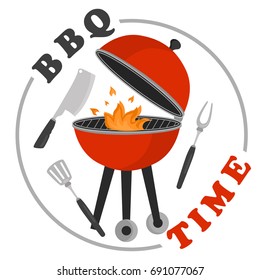 Color invitation template for barbecue party for web and mobile design