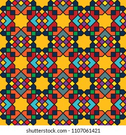 Color Islamic ornament pattern. Seamless vector geometric background in arabian style