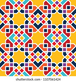 Color islámico adorno. Fondo geométrico vectorial transparente en estilo arabiano