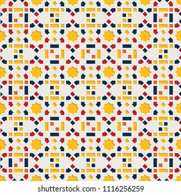 Color Islamic ornament pattern. Seamless vector geometric background in arabian style