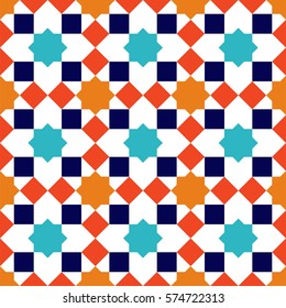 Color Islamic ornament pattern. Seamless vector geometric background in arabian style