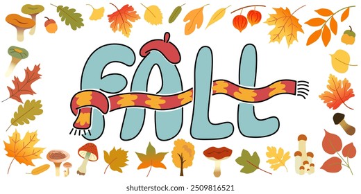 color isolated autumn fall vector illustration. element for banner poster print design decor backgrounds