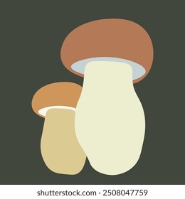 color isolated autumn mushrooms vector illustration. element for logo sticker poster print design decor backgrounds