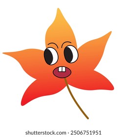 color isolated cute character autumn leaves cartoon vector illustration. element for logo sticker poster print mascot design decor backgrounds