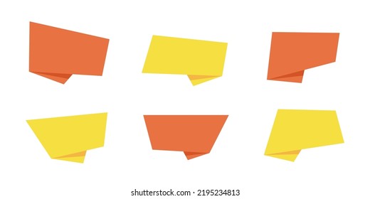 Color isolated discount tag set, web paper fold style price sticker, flat rectangle promotion label, horizontal festive sale offer, abstract geometric promo banner collection, vector illustration