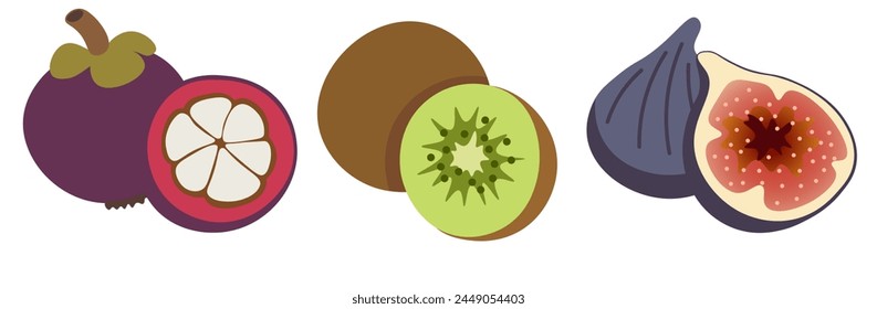 color isolated fruits collection in flat style in vector. image of natural healthy eco raw food.template for logo sticker poster print decor design