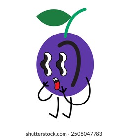 color isolated groovy vector fruits character. element for logo sticker poster print mascot design