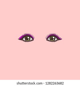 color isolated illustration of female eyes in vector