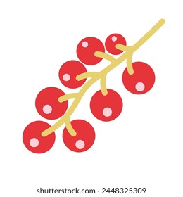 color isolated red currant berry in flat shape style in vector. image of natural healthy eco food.template for logo sticker poster print decor design