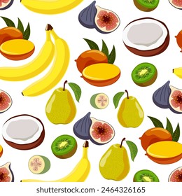 color isolated seamless pattern berries and fruits in flat shape style in vector. template for backdrop textile wallpaper wrapping background print decor design