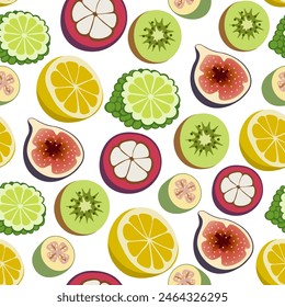 color isolated seamless pattern berries and fruits in flat shape style in vector. template for backdrop textile wallpaper wrapping background print decor design