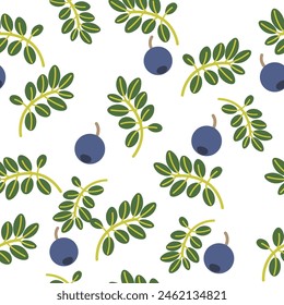 color isolated seamless pattern bilberry in flat shape style in vector. template for backdrop textile wallpaper wrapping background print decor design