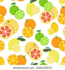 color isolated seamless pattern citrus fruits lemon in flat shape style in vector. template for backdrop textile wallpaper wrapping background print decor design