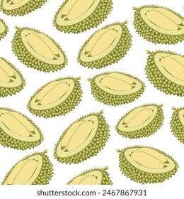 color isolated seamless pattern durian fruit in flat shape style in vector. template for backdrop textile wallpaper wrapping background print decor design