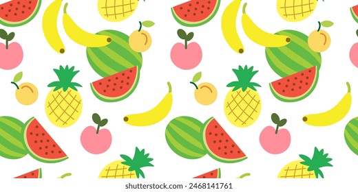 color isolated seamless pattern exotic fruits and berries in flat shape style in vector. template for backdrop textile wallpaper wrapping background print decor design