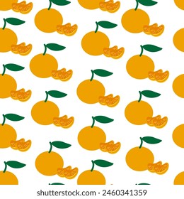 color aislado patrón sin fisuras mandarina en forma plana estilo en Vector. Plantilla para telón de fondo Fondo de pantalla textil envoltura de fondo diseño de decoración de impresión