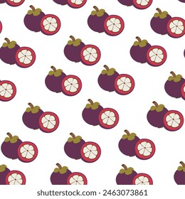 color isolated seamless pattern mangosteen in flat shape style in vector. template for backdrop textile wallpaper wrapping background print decor design