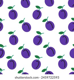 color isolated seamless pattern plum in flat shape style in vector. template for backdrop textile wallpaper wrapping background print decor design
