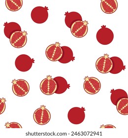 color isolated seamless pattern pomegranate in flat shape style in vector. template for backdrop textile wallpaper wrapping background print decor design