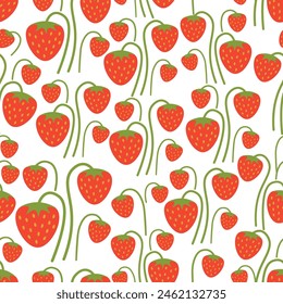 color isolated seamless pattern strawberry in flat shape style in vector. template for backdrop textile wallpaper wrapping background print decor design