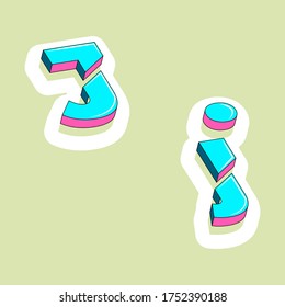 color isometric 3d font, three-dimensional alphabet, vector illustration