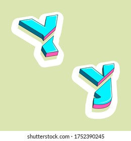 color isometric 3d font, three-dimensional alphabet, vector illustration
