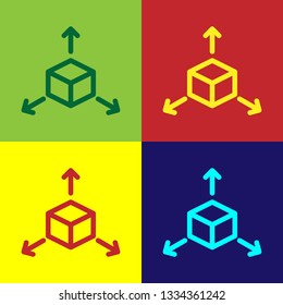 Color Isometric cube icon isolated on color backgrounds. Geometric cubes solid icon. 3D square sign. Box symbol. Flat design. Vector Illustration