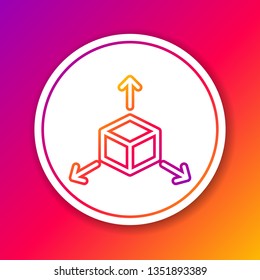Color Isometric cube line icon isolated on color background. Geometric cubes solid icon. 3D square sign. Box symbol. Circle white button. Vector Illustration