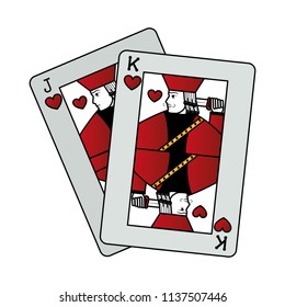 color jack and king hearts cards casino game