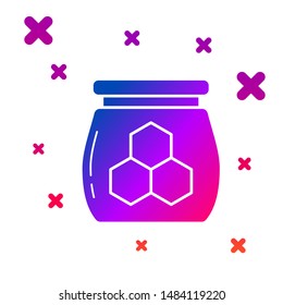Color Jar of honey icon isolated on white background. Food bank. Sweet natural food symbol. Gradient random dynamic shapes. Vector Illustration
