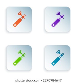 Color Jewelers lupe for diamond grading with dimond icon isolated on white background. Set colorful icons in square buttons. Vector