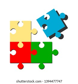 color jigsaw puzzle pieces isolated on white background. vector illustration