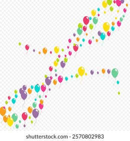 Color Joy Balloon Vector Transparent Background. Inflatable Baloon Template. Red and Green and Yellow Design Wallpaper. Multicolor Round Ballon Banner.