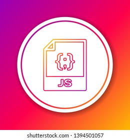 Color JS file document icon. Download js button line icon isolated on color background. JS file symbol. Circle white button. Vector Illustration