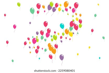 Color Jubilee Baloon Vector  White Background. Realistic Inflatable Ball Illustration. Bright Decoration Pattern. Cartoon Flying Ballon Texture.