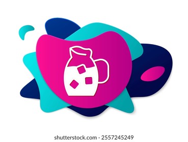 Color Jug glass with water icon isolated on white background. Kettle for water. Glass decanter with drinking water. Abstract banner with liquid shapes. Vector