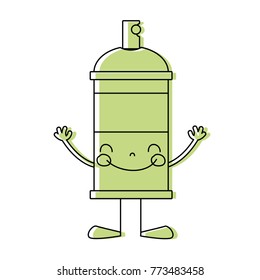 color kawaii happy aerosol spray with arms and legs
