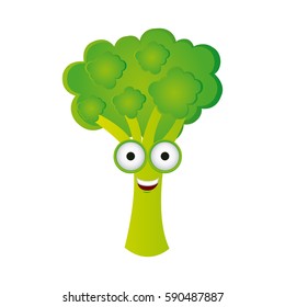 color kawaii happy broccoli icon, vector illustraction design